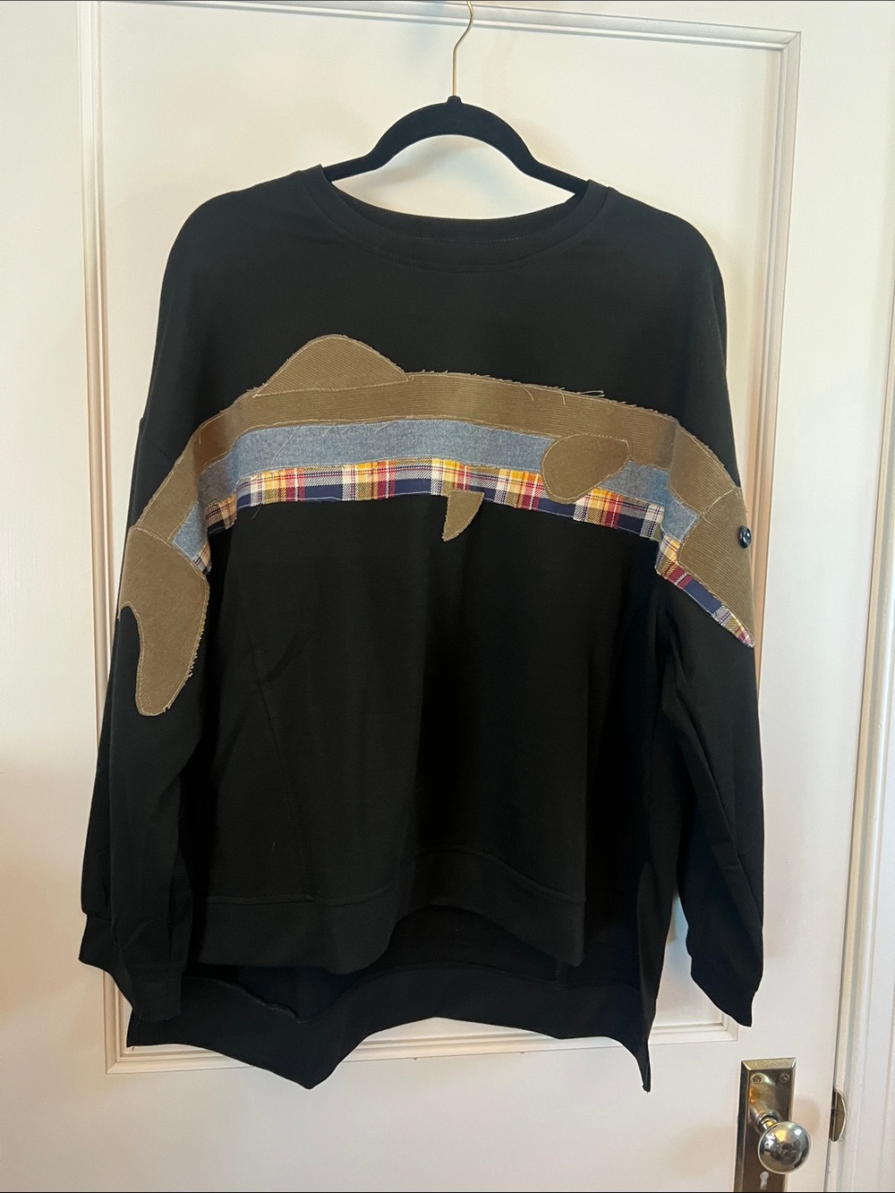Black Sweatshirt with Fish Patch Detail